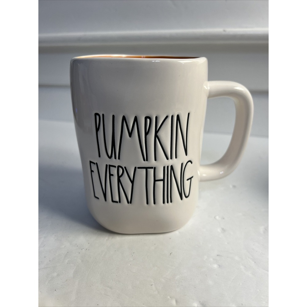 Rae Dunn Artisan Collection PUMPKIN EVERYTHING Mug White Orange Halloween